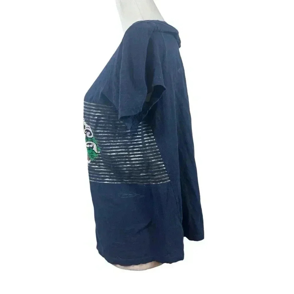Crown & Ivy Navy Blue Peacock Top With Sequins Size XL - Picture 4 of 7